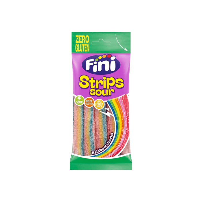 Fini - Strips Sour Rainbow shocks (tidigare Fizzy Caribe 75g) sura remmar