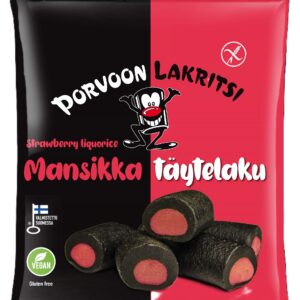 Porvoon - Lakrits med jordgubbsfyllning 150g